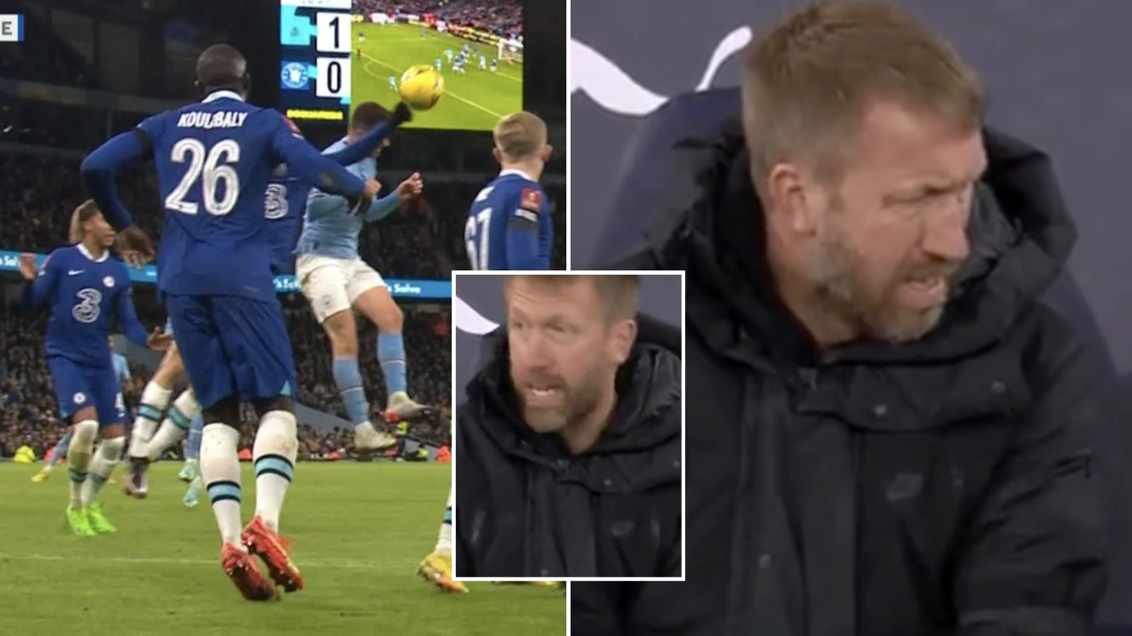 Graham Potter says 'F**k me' as he watches replay of Kai Havertz's shambolic handball