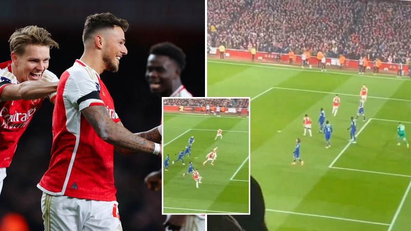 Fans spot what Bukayo Saka did after Ben White's freak goal for Arsenal against Chelsea