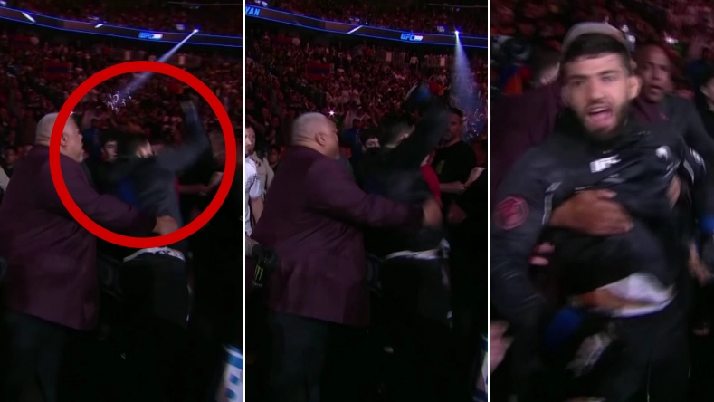 Arman Tsarukyan appears to punch fan during walkout at UFC 300