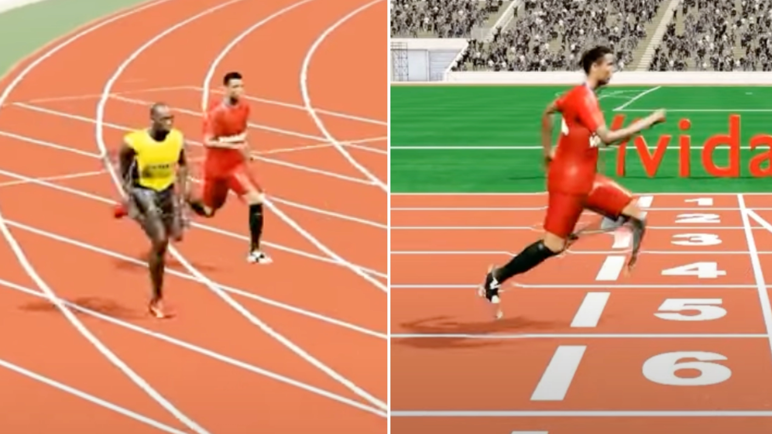 3D simulation shows what would happen in 100m race between Cristiano Ronaldo and Usain Bolt