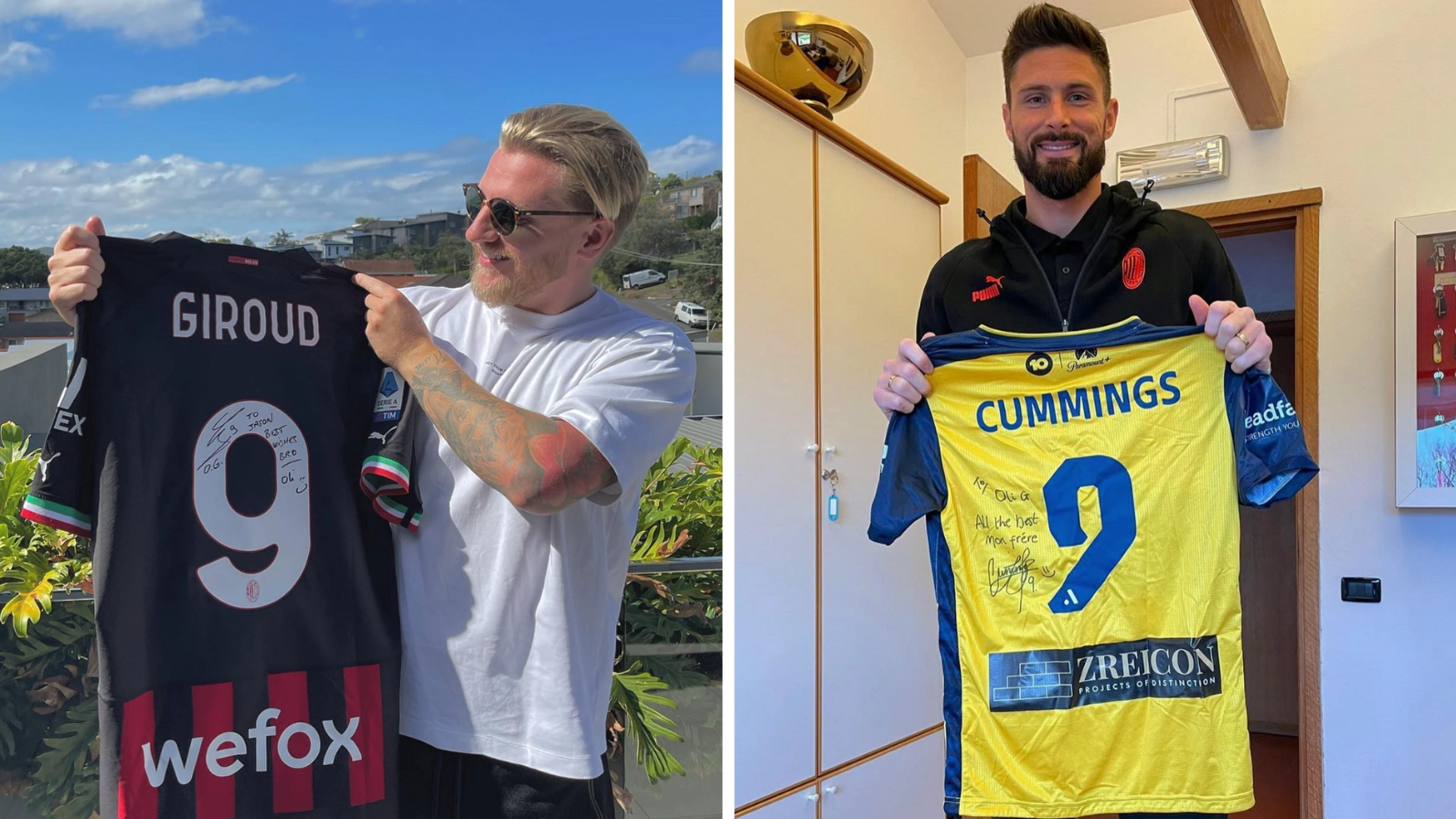 Olivier Giroud and Australian star finally swap shirts following 'misunderstanding' at World Cup