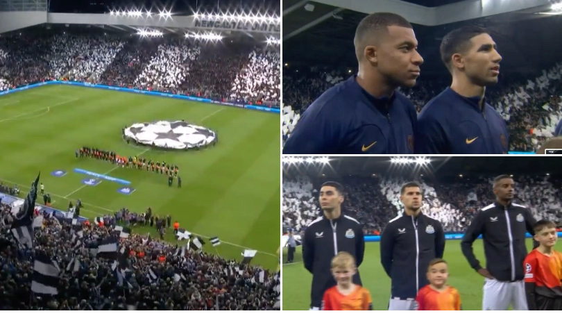 The atmosphere inside St James' Park when the UCL anthem played before PSG game is insane