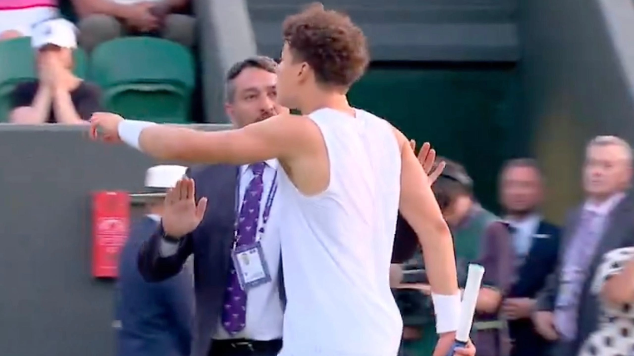 Furious Wimbledon star held back by supervisor after confronting umpire over 'shocking' incident