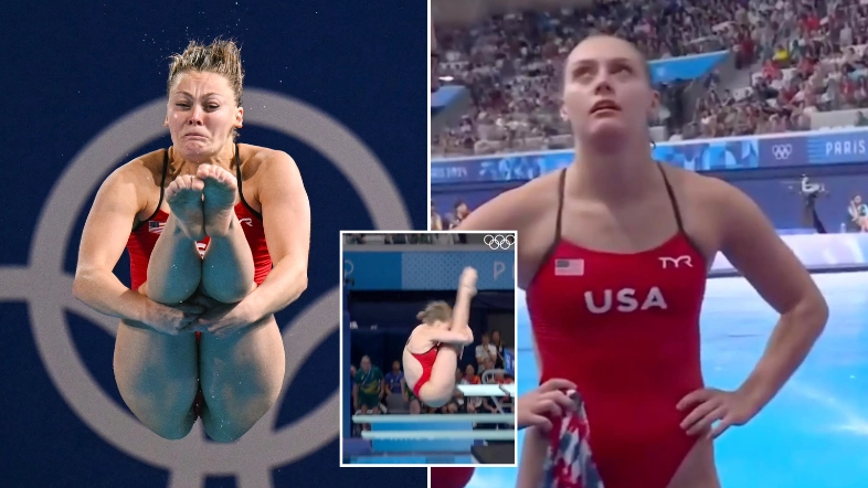Shocking moment Olympic diver scores zero after painful mid-air collision