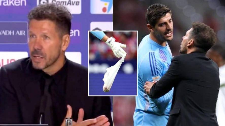 Diego Simeone reveals what he told Thibaut Courtois directly as Atletico fans threw 'poo' at him vs Real Madrid