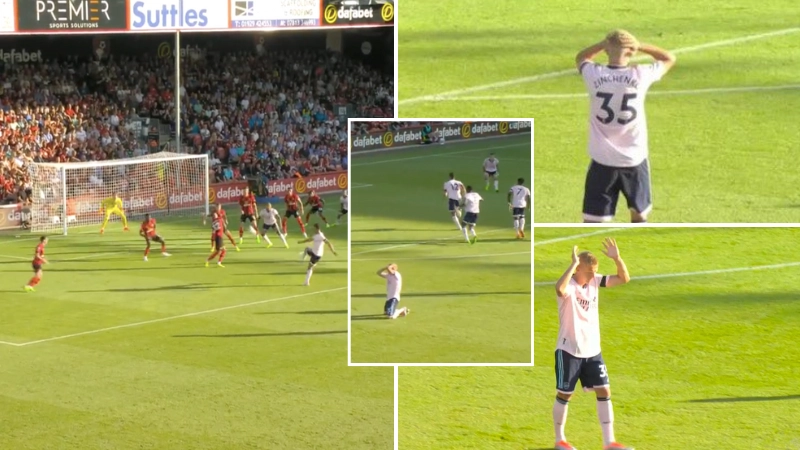 Oleksandr Zinchenko could not believe the stunning goal William Saliba scored against Bournemouth