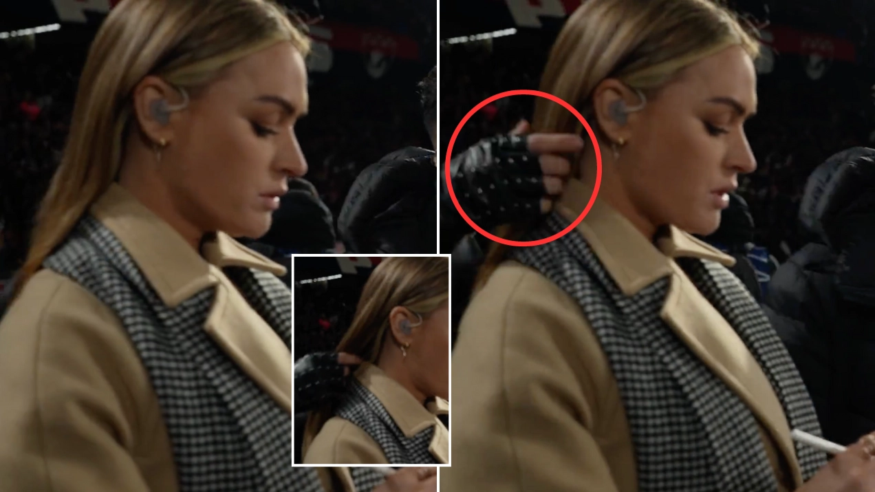 Fans are confused after noticing bizarre Laura Woods moment on pitchside footage of PSG vs Newcastle