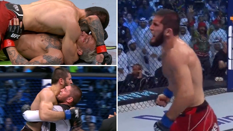 Islam Makhachev finishes Charles Oliveira to become UFC lightweight champion