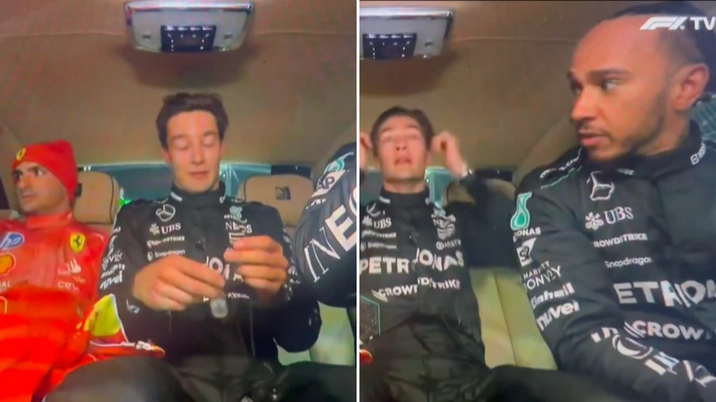 F1 fans react to 'awkward' moment between Lewis Hamilton, George Russell and Carlos Sainz after Las Vegas GP