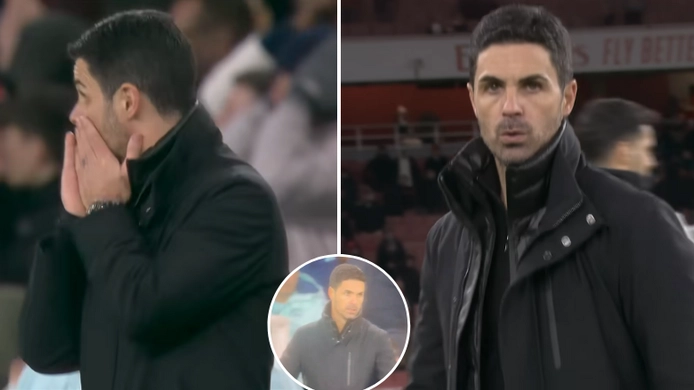 Camera spots what Mikel Arteta was doing on the touchline during Newcastle defeat and fans can't believe it
