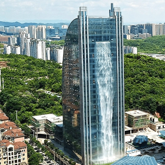 Footage of Chinese skyscraper home to the world's biggest man-made waterfall has everyone saying the same thing