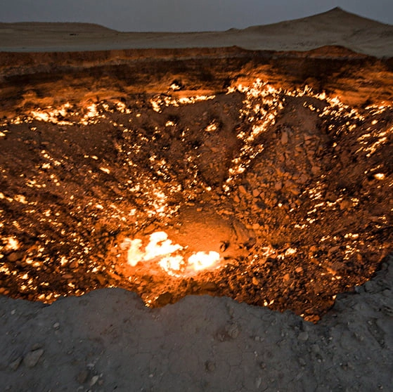 Gas crater also known as 'Doorway to Hell' has been burning for 53 years and people still don't know exactly how it began
