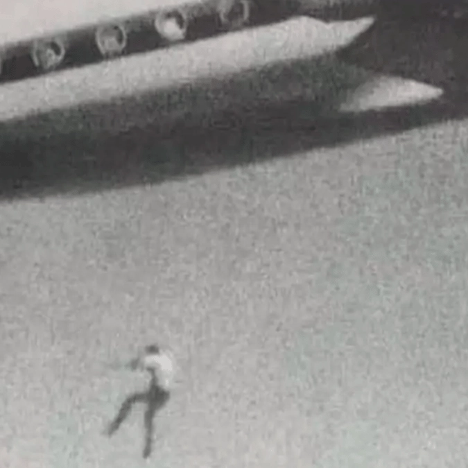 Harrowing backstory behind 'creepiest photo ever' of boy falling from aeroplane