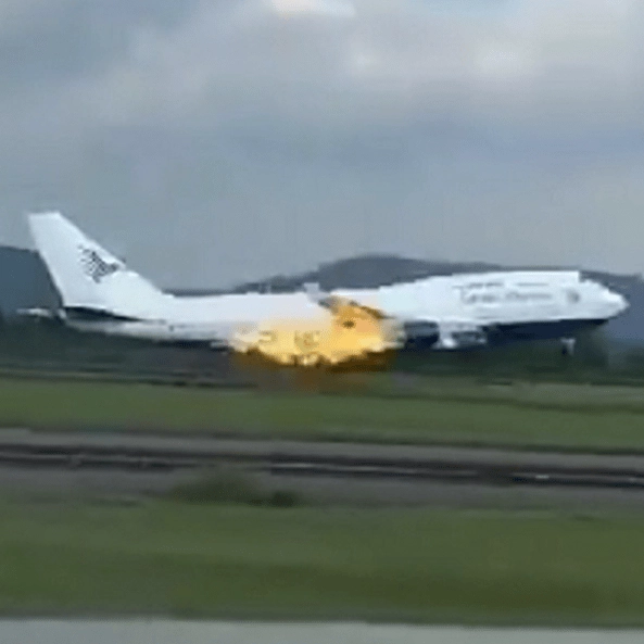 Plane forced to make emergency landing after engine caught on fire