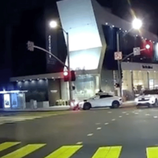 Shocking footage of self-driving cab smashing into delivery robot leaves everybody making the same joke