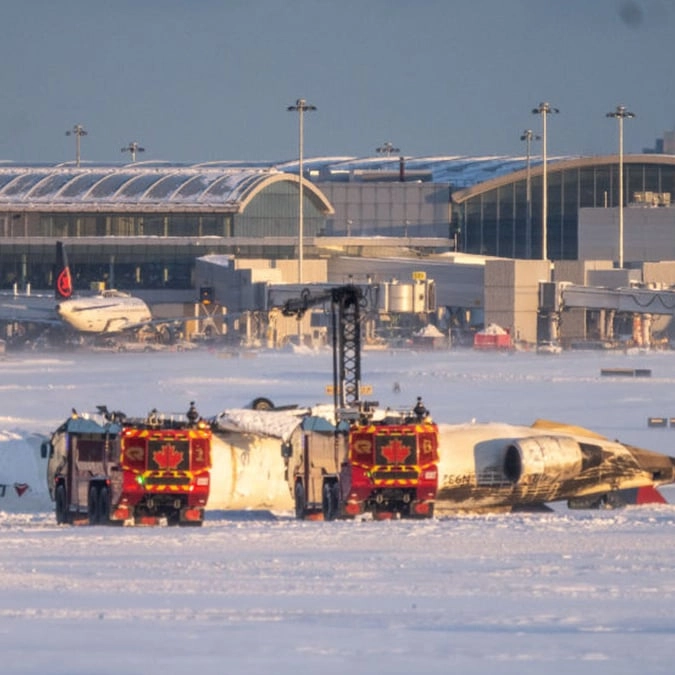 Shocking footage shows aftermath of Delta plane crash after it landed flipped upside-down