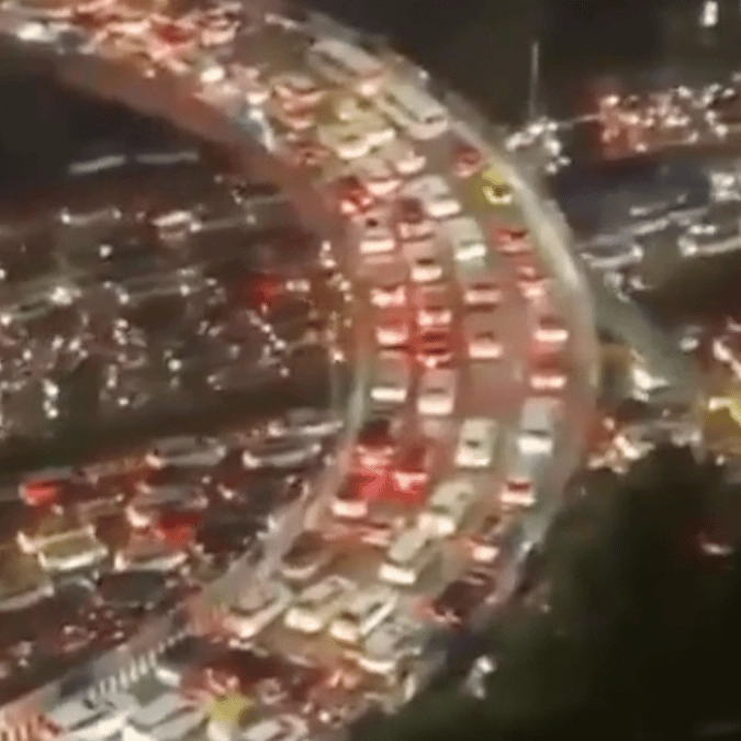 Insane footage shows thousands stuck in 'nightmarish' 8-hour traffic jam