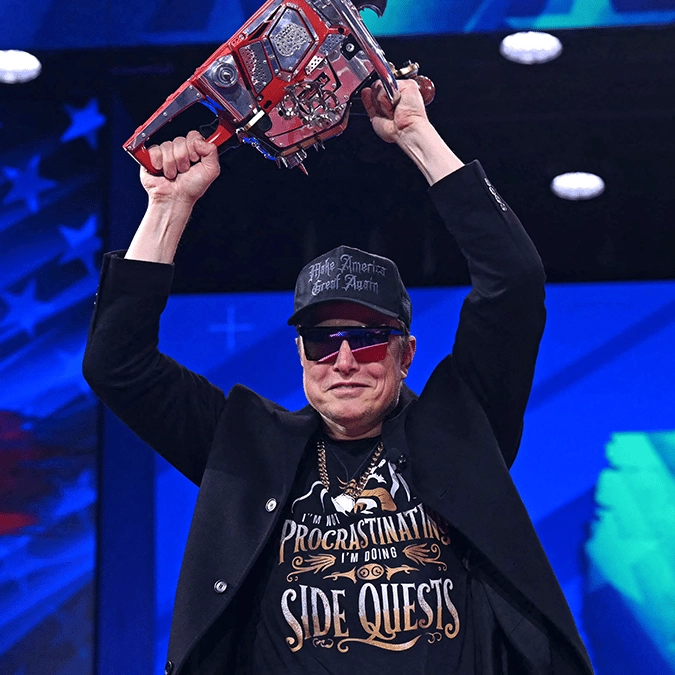 Elon Musk says his 'mind is a storm' as he brandishes chainsaw on stage at CPAC conference