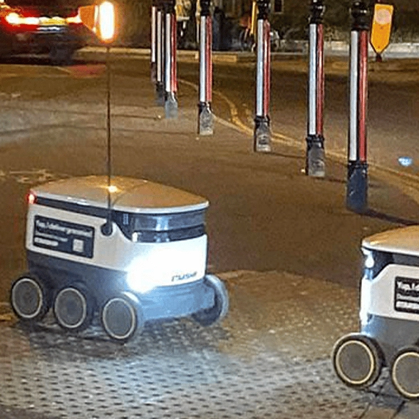 Passerby spots awkward 'stand-off' between two automated delivery robots