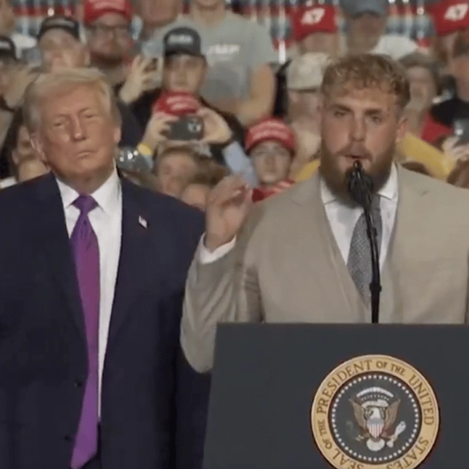 Fans notice embarrassing detail on Jake Paul as he appears alongside Donald Trump at rally