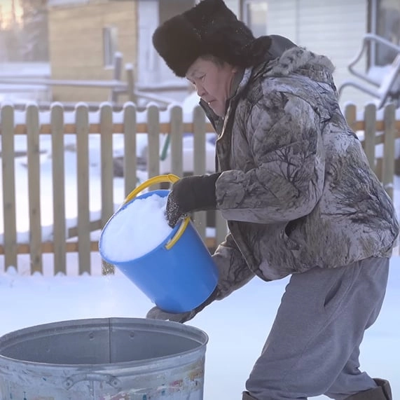 Video shows incredible effort it takes to shower in the coldest village on Earth