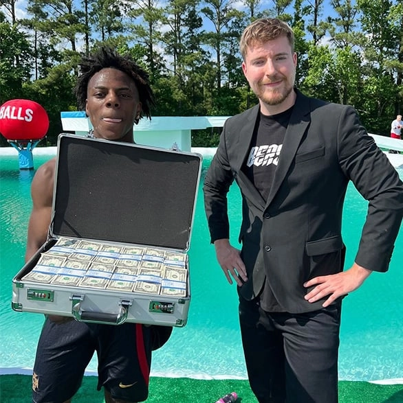 MrBeast in disbelief after YouTuber IShowSpeed wins $100k completing Wipeout course