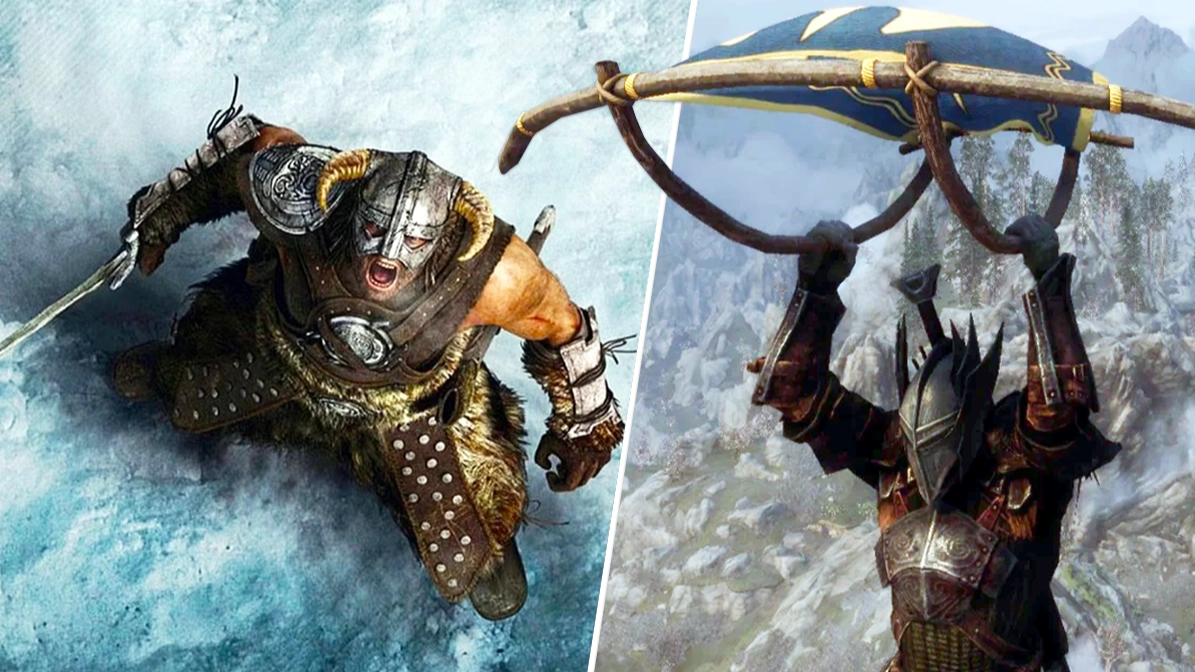 Skyrim players can finally soar through the air on a glider