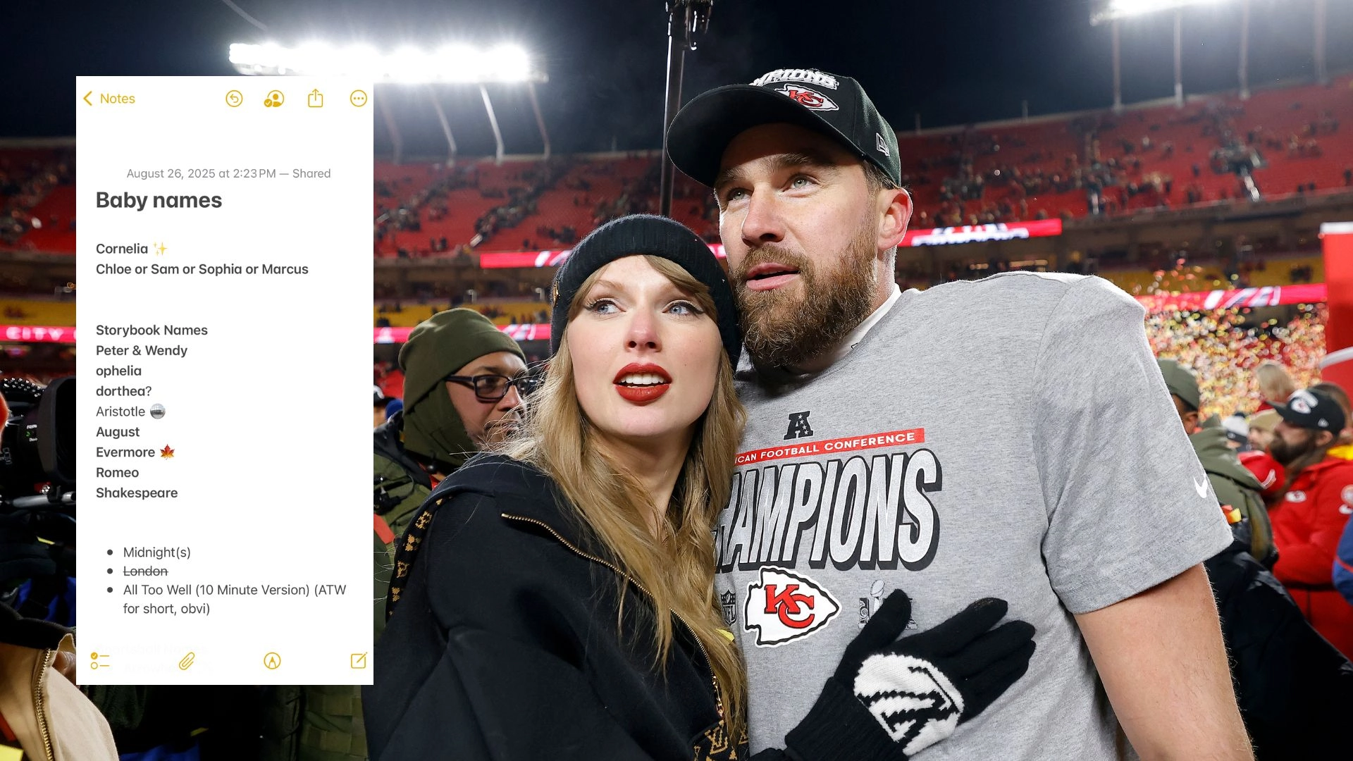 Taylor Swift’s Leaked Baby Names List, Straight From Her Notes App