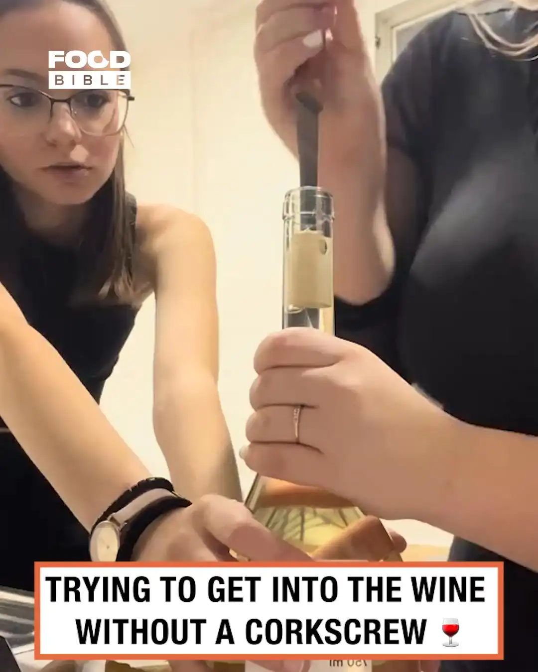 Trying to get into the wine without a corkscrew 🔪🍷