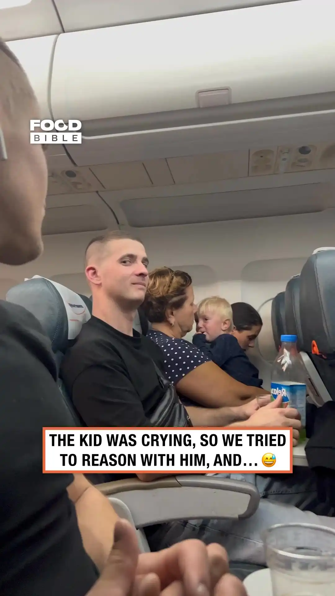 Guys interact with a fussy baby on the plane ✈️