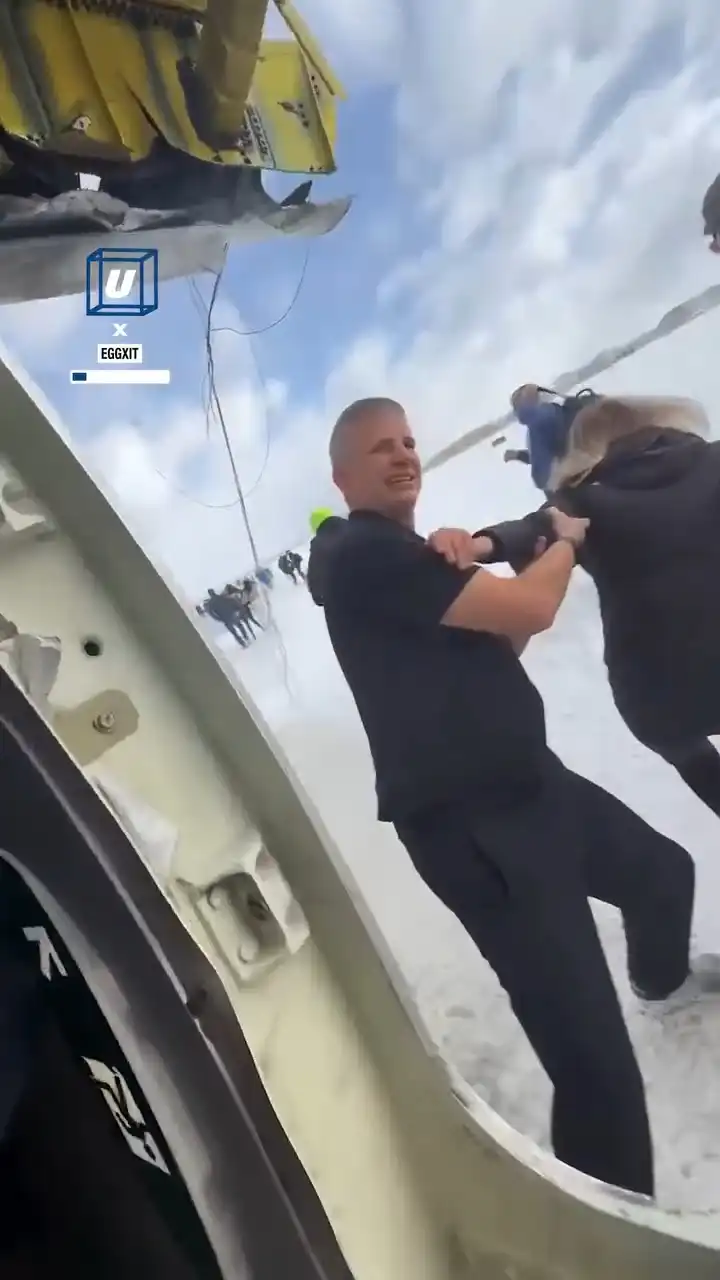 Casually walking off plane after crash