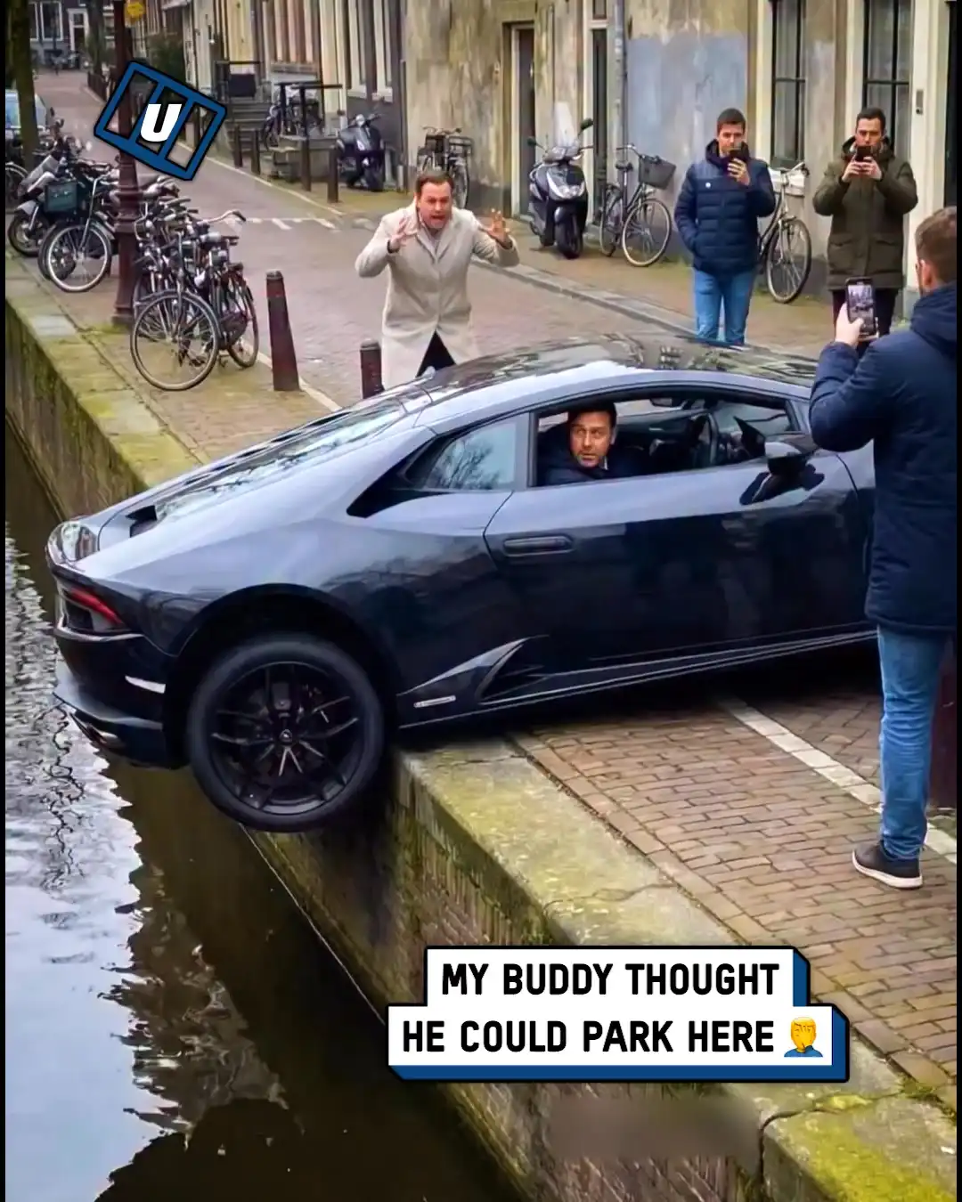 Supercar falls into canal 🚙🫣