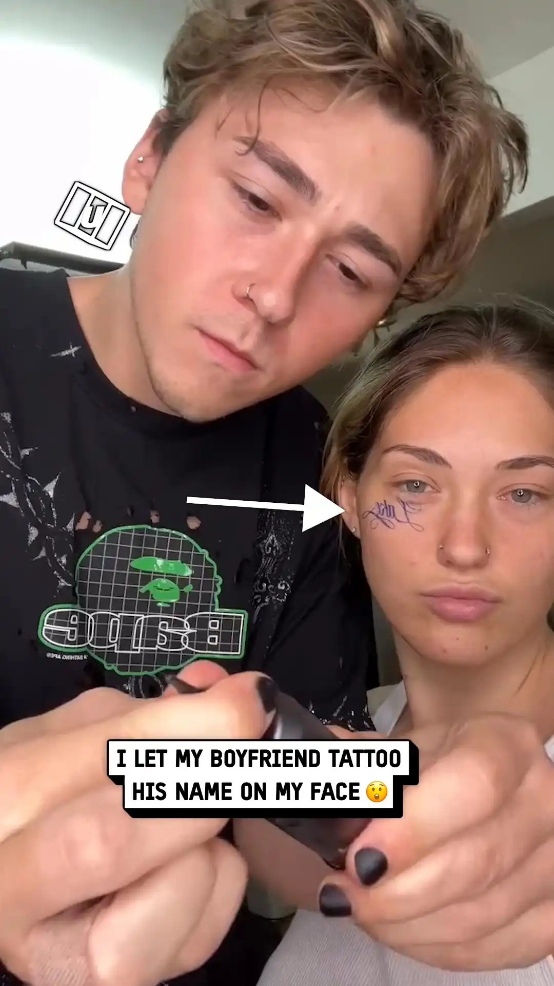 Getting boyfriend's name tattooed on face