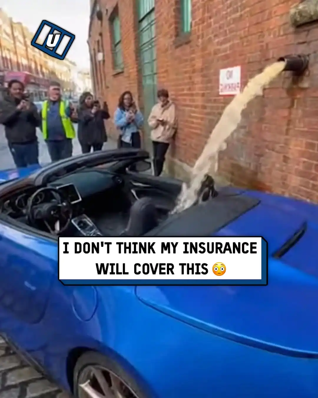 Water pipe pours into sports car 💦😱