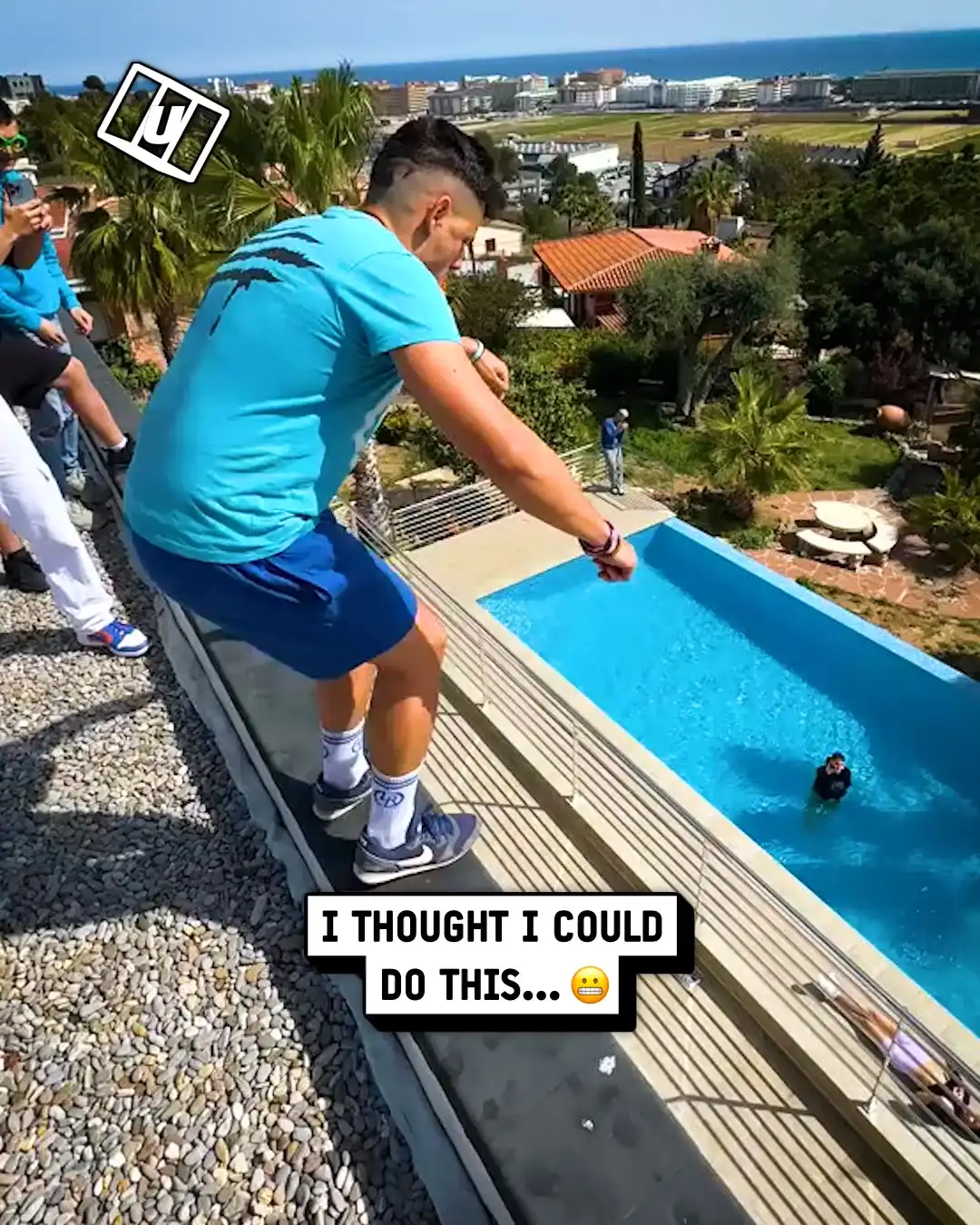 Bro jumps into pool