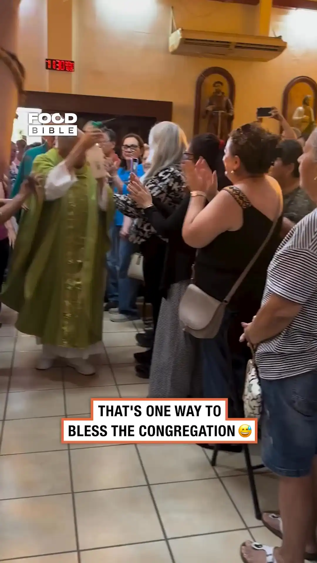 Priest uses holy water in a bottle 💦