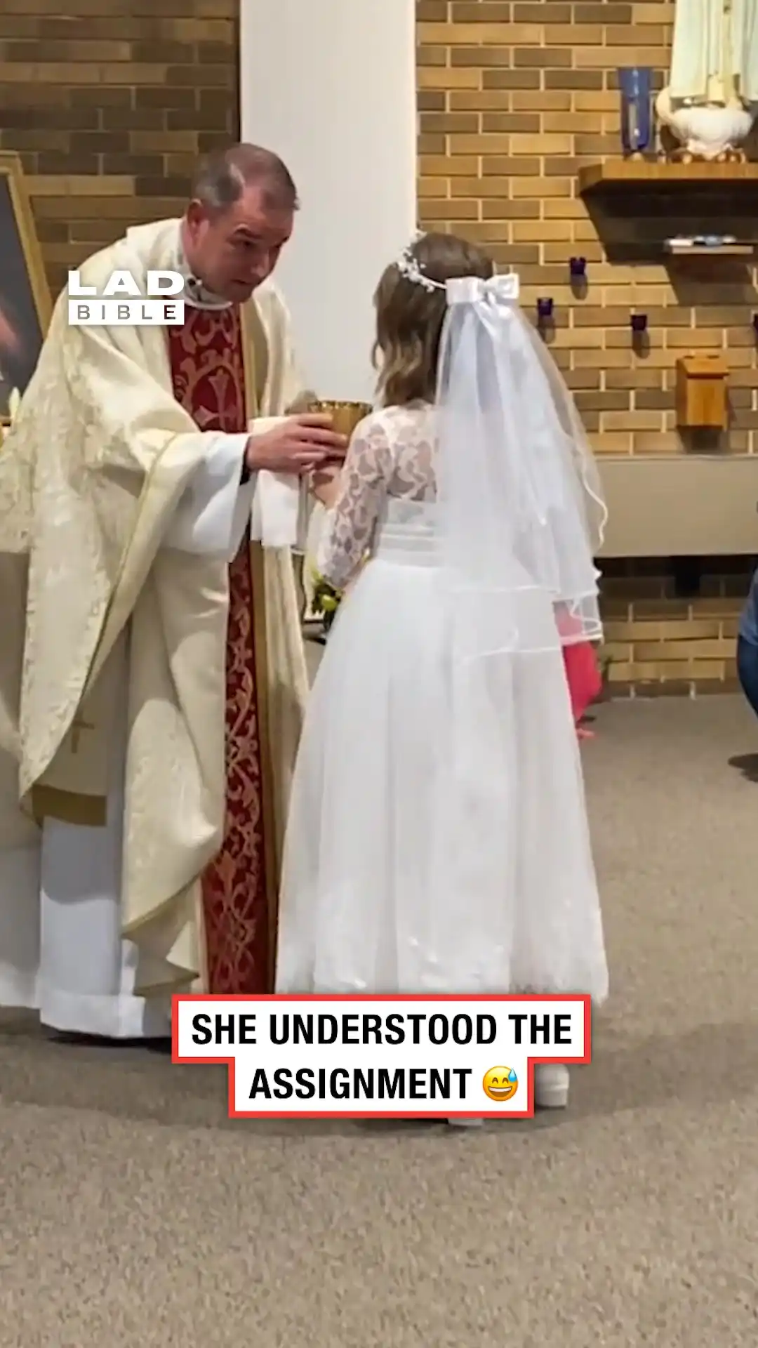 Kid chugs wine at her communion 🤣🍷