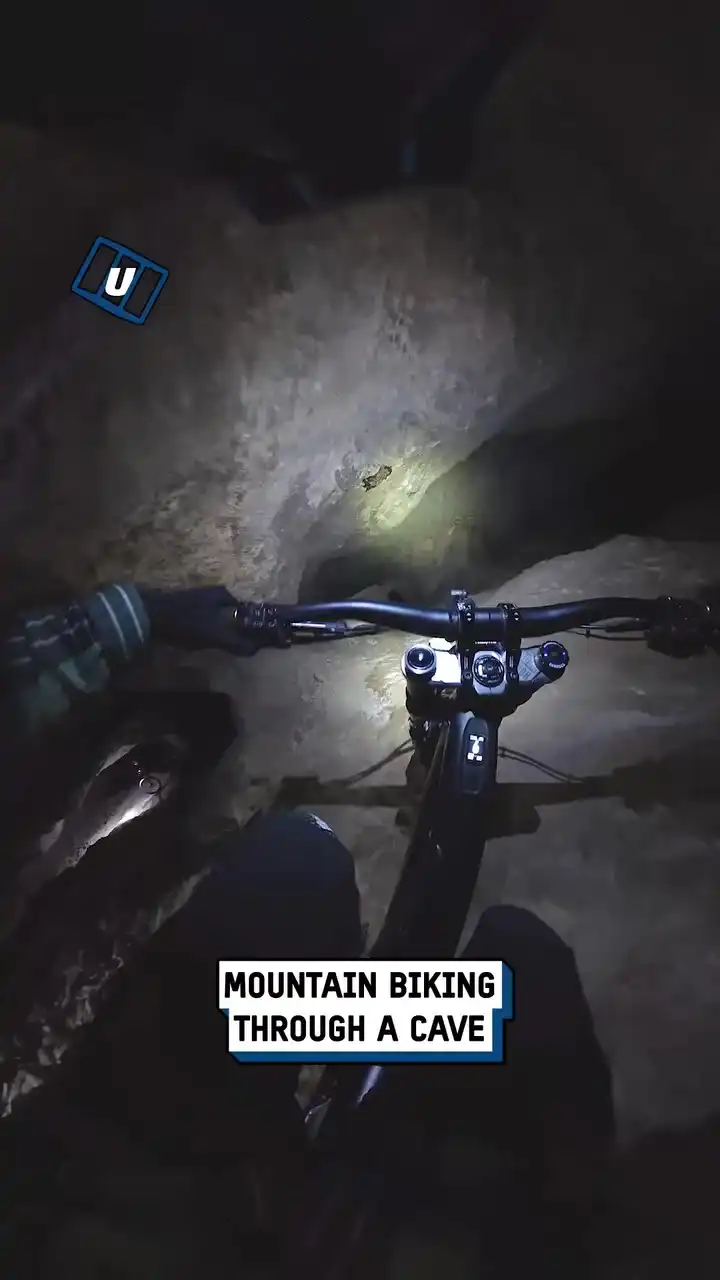 Mountain biking through a cave 😳🚴‍♂️