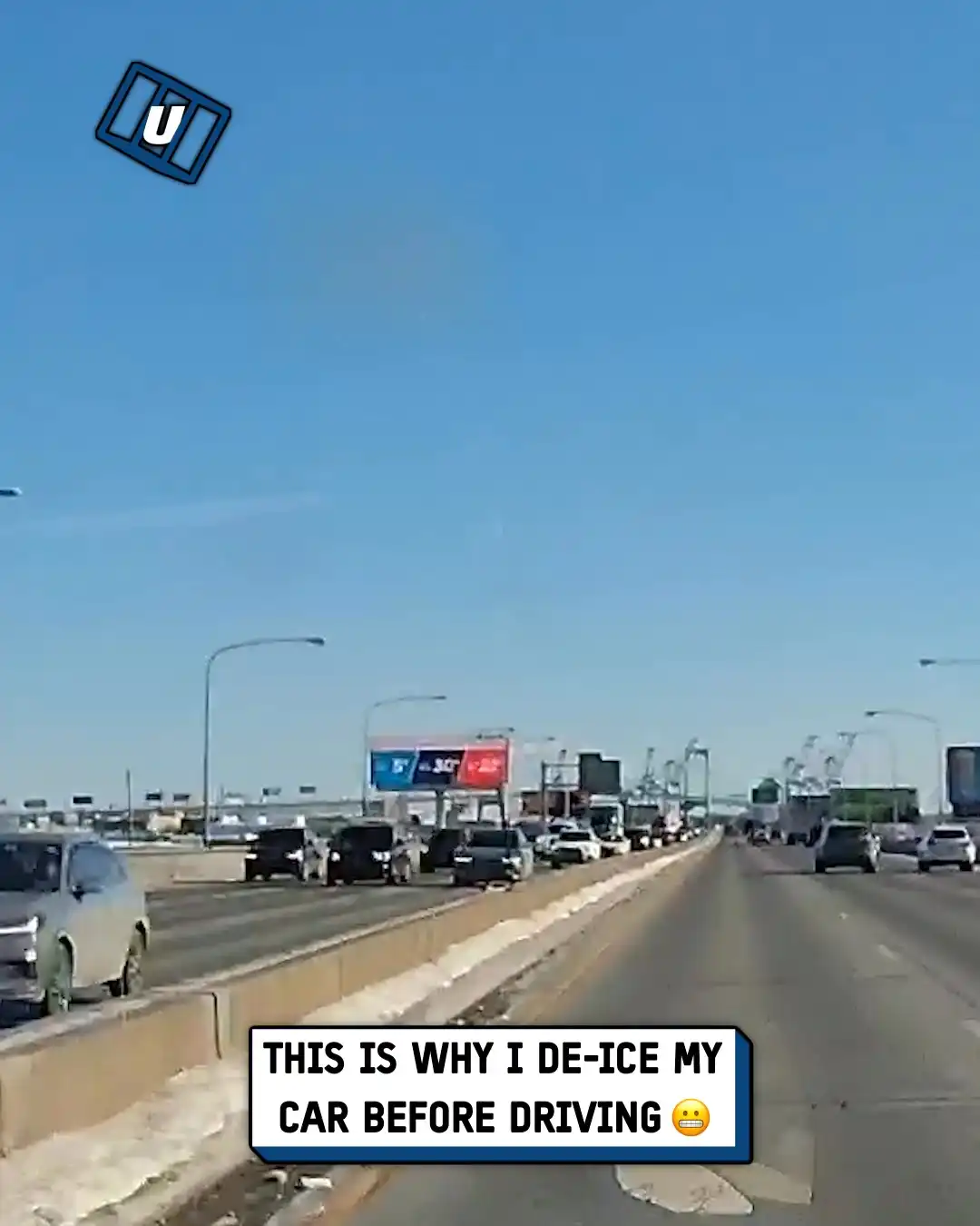 Ice flies off car ❄️😱