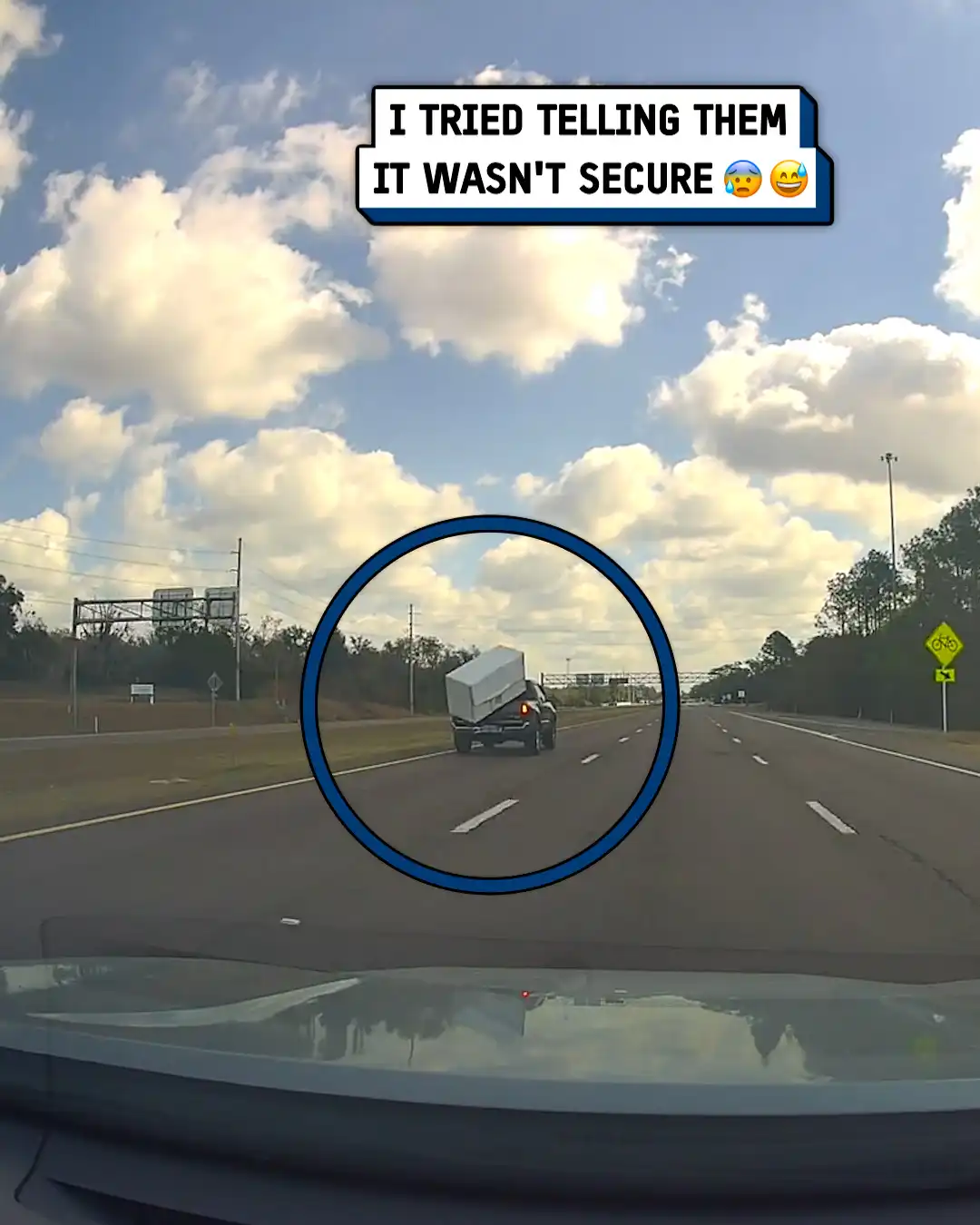 Refrigerator falls out of truck 🛻😰