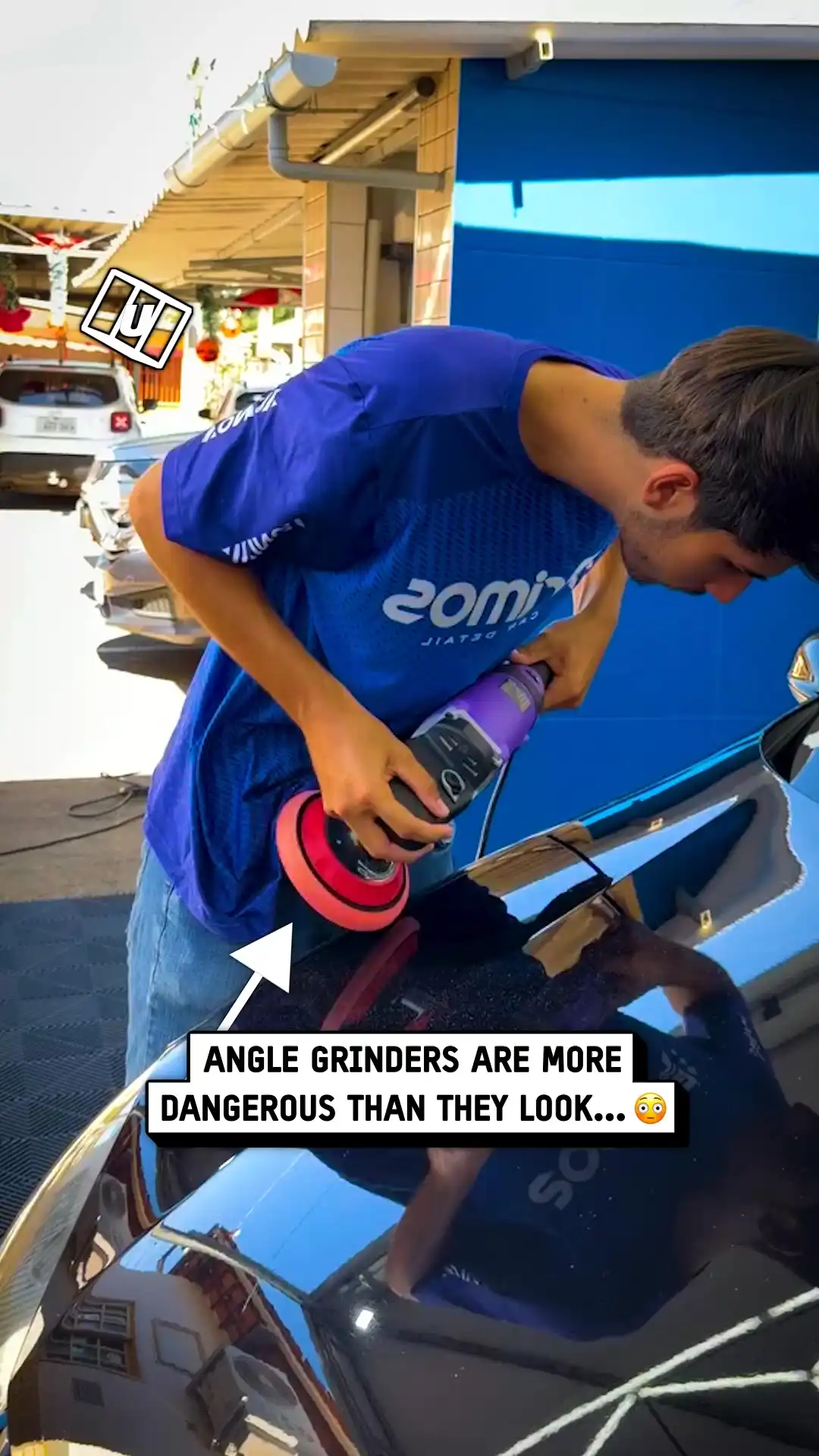 Angle grinder got caught up in bro's t shirt