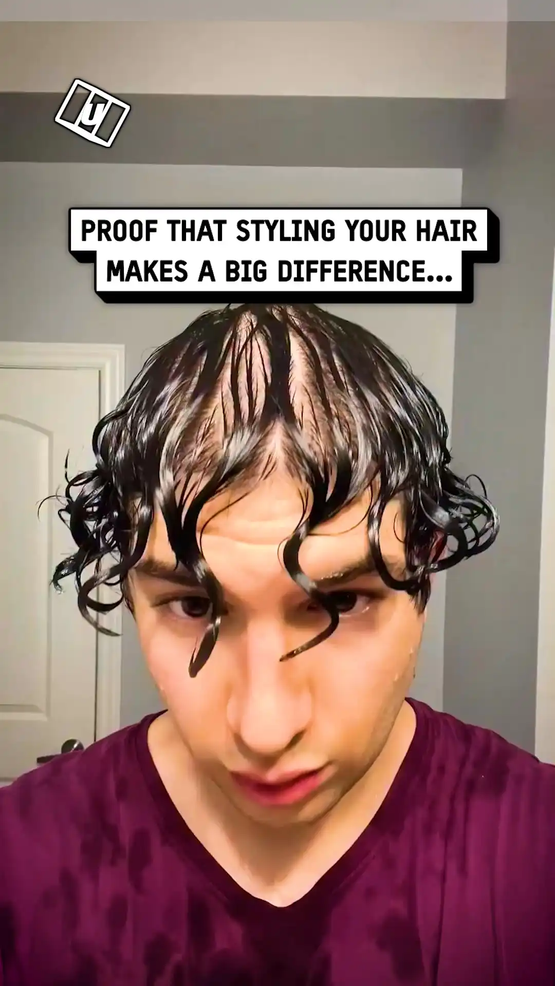 Styling half of his hair
