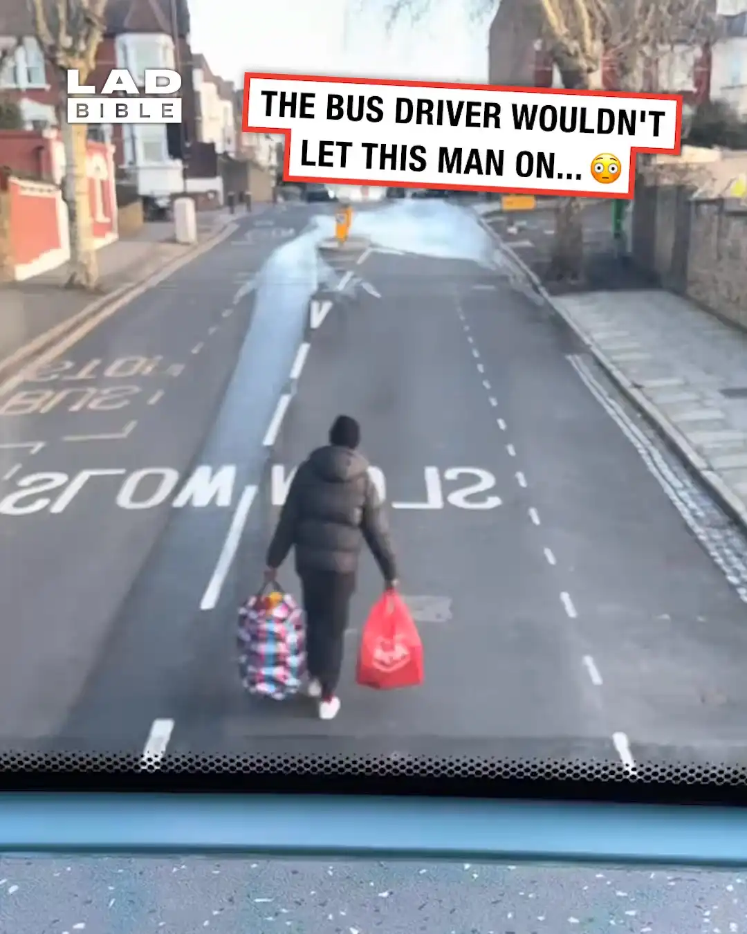 Man walks in front of the bus after being refused on board 😂