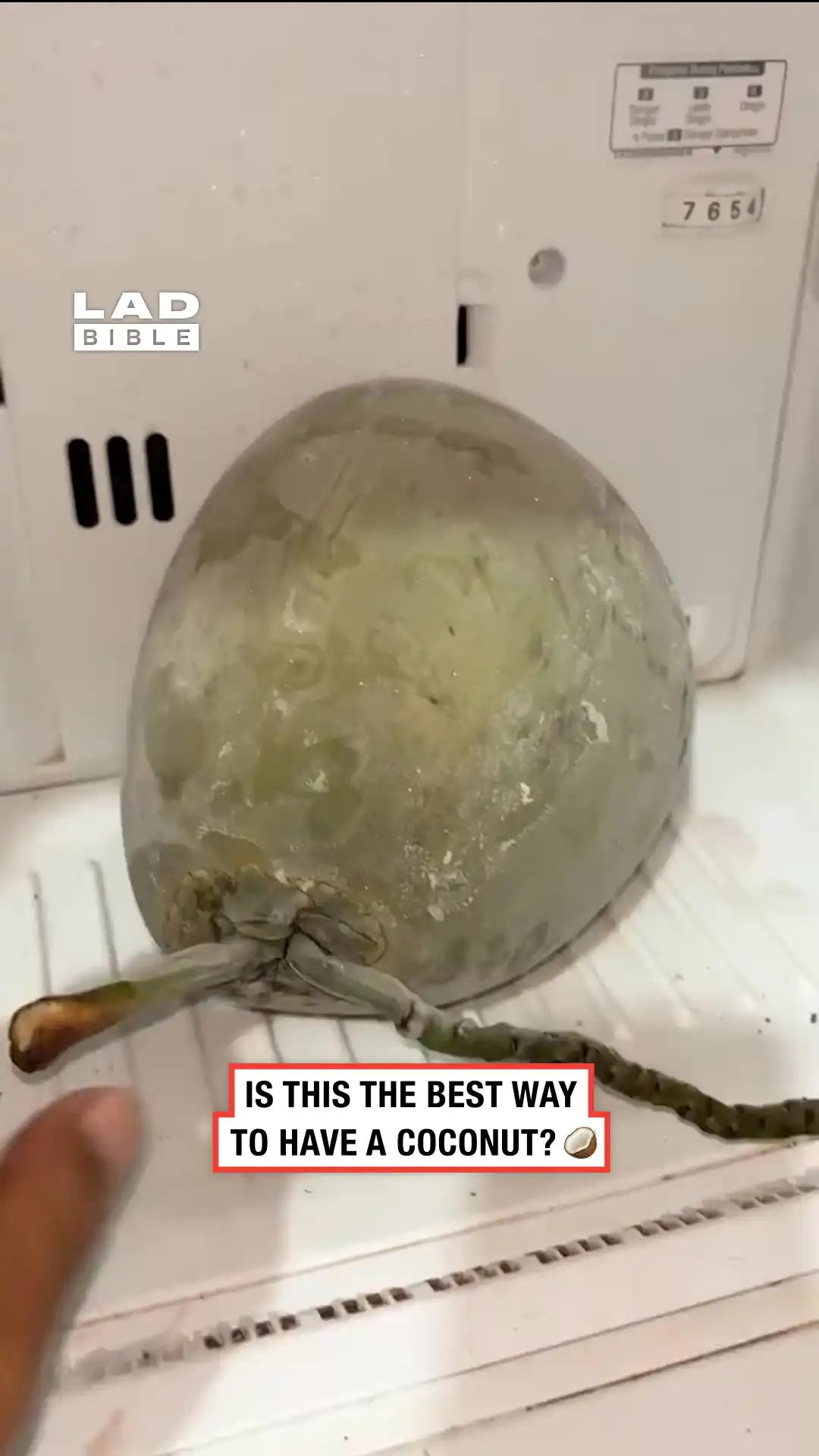 Chopping a frozen coconut 🥥