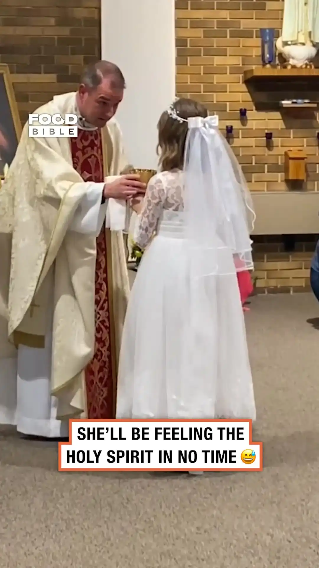 Girl gets the taste for wine at her communion 🍷
