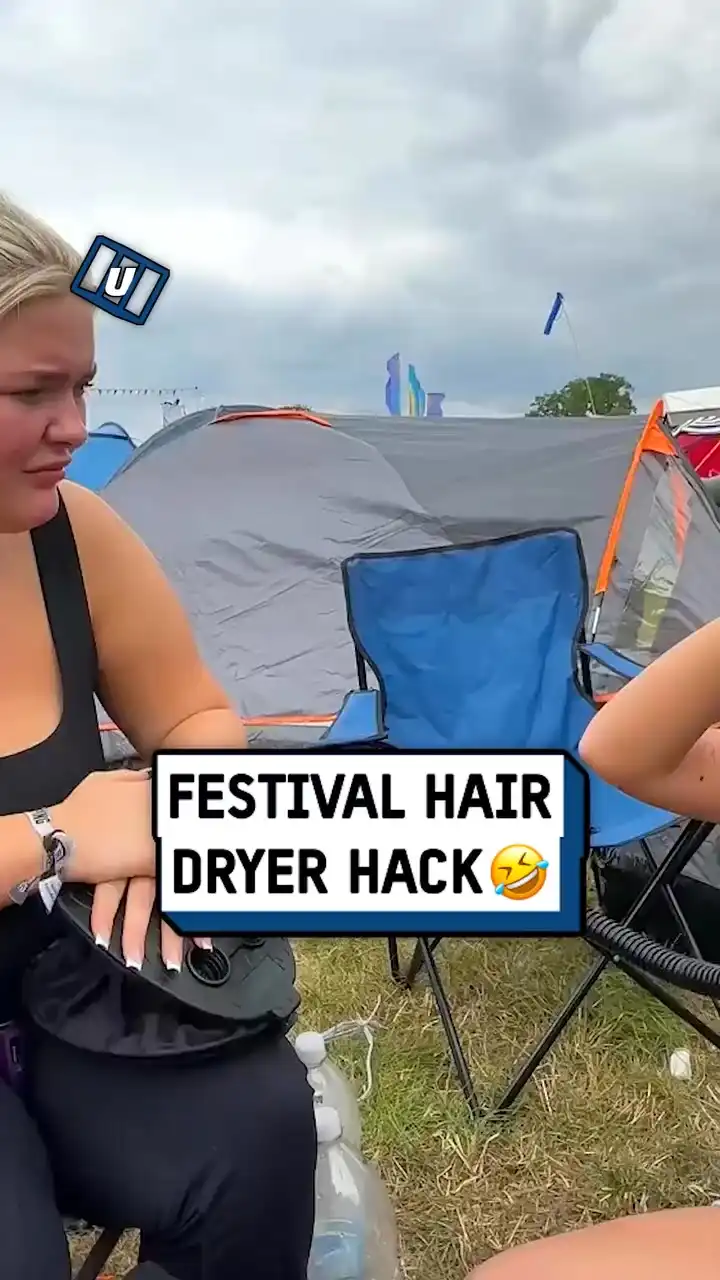 Drying my hair the manual way at a music festival π€£π¨