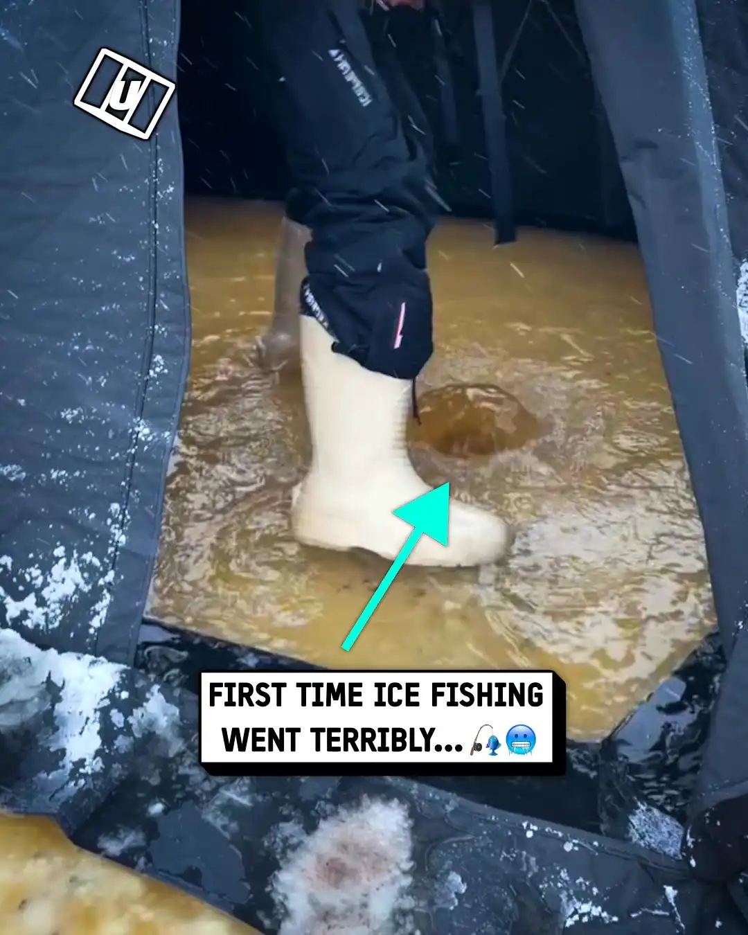 First time ice fishing gone wrong 🥶💦