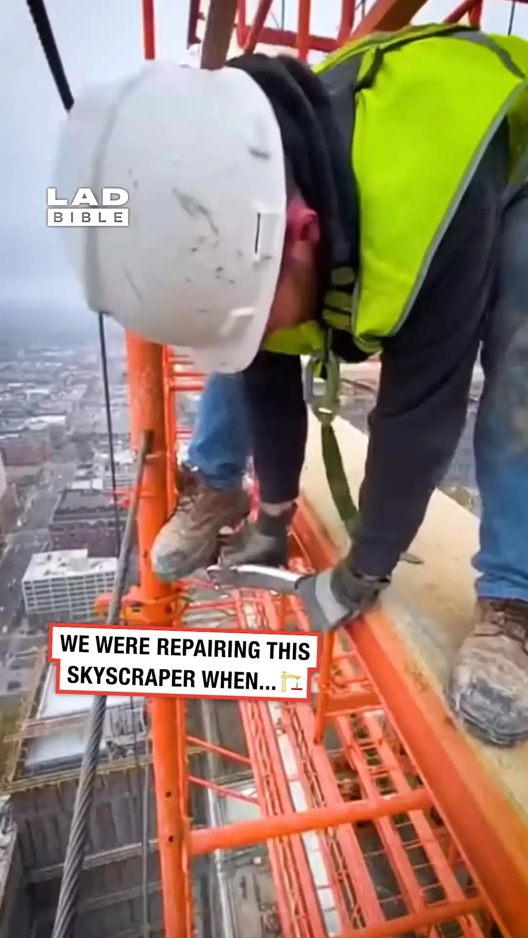 Construction worker falls of scaffolding ๐จ