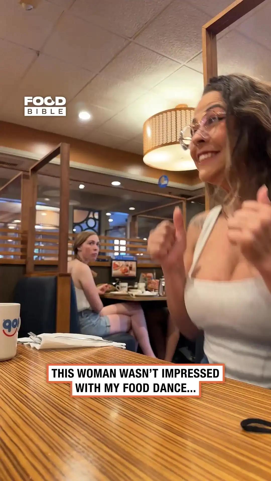 Woman does happy dance π