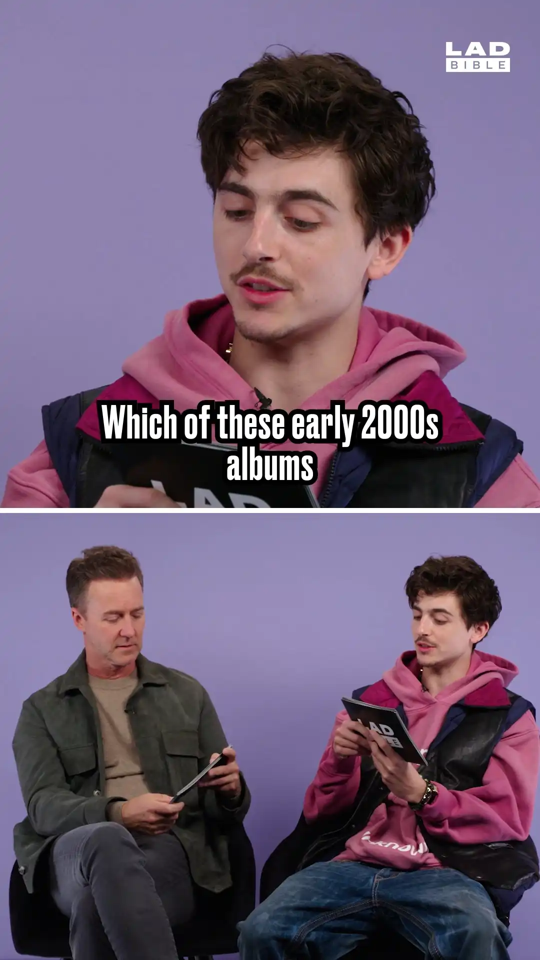 Edward Norton tries to guess Timothée Chalamet's first album